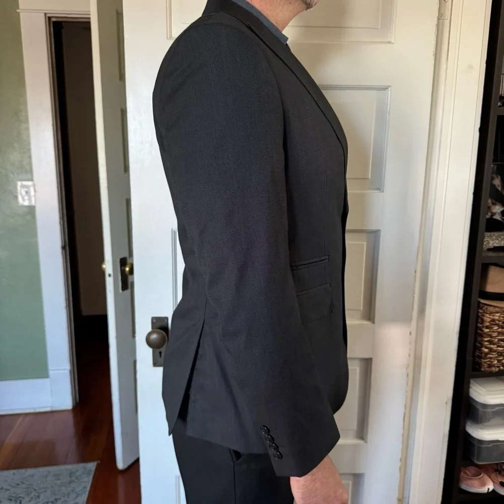J. Ferrar Black Slim Fit Suit Jacket Blazer – 44R